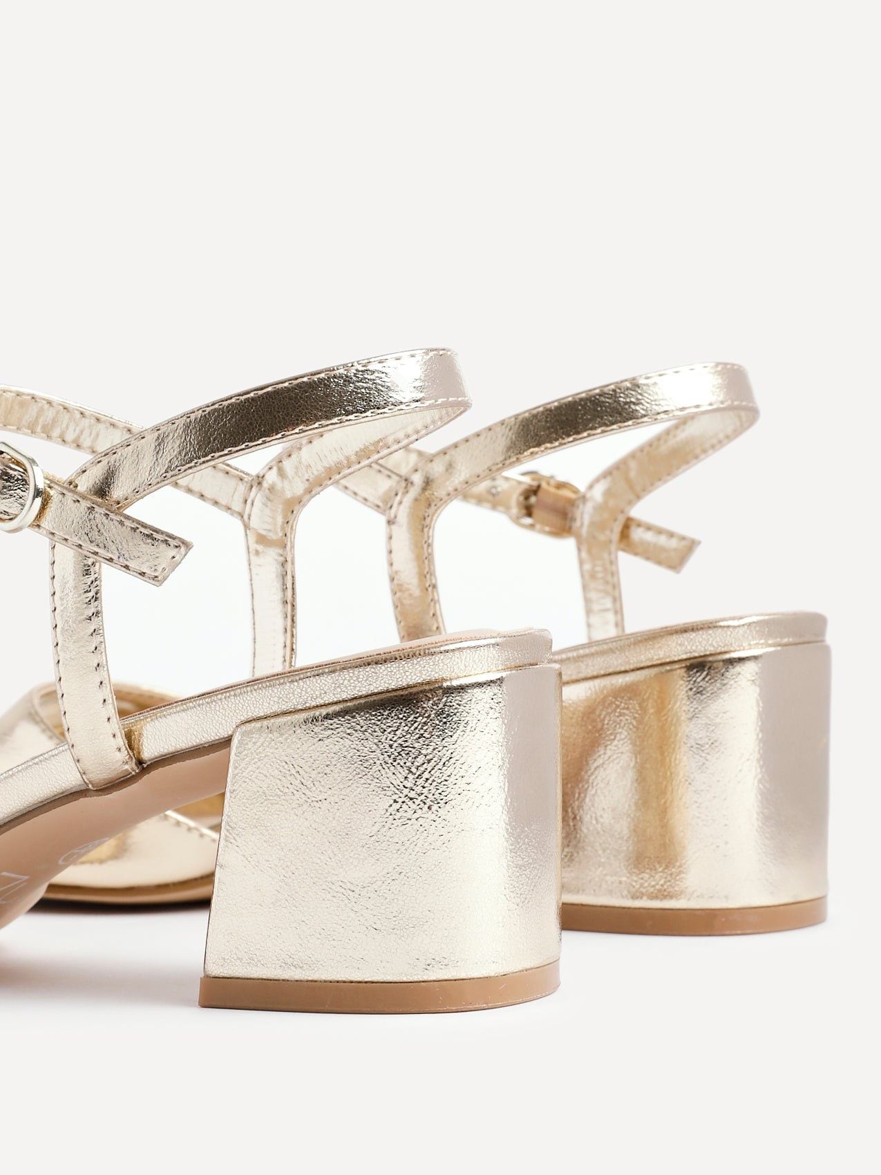 Linzi Darlene Gold Faux Leather Low Block Heeled Sandals image 5