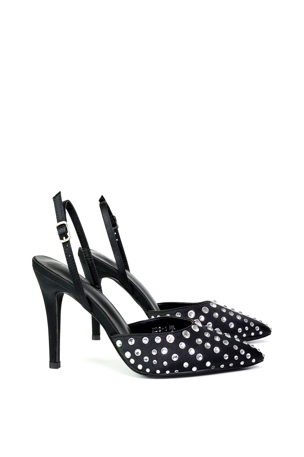 XY London 'Shelly' Strappy Slingback Pointed Toe Diamante Stiletto Bridal Heels image 2