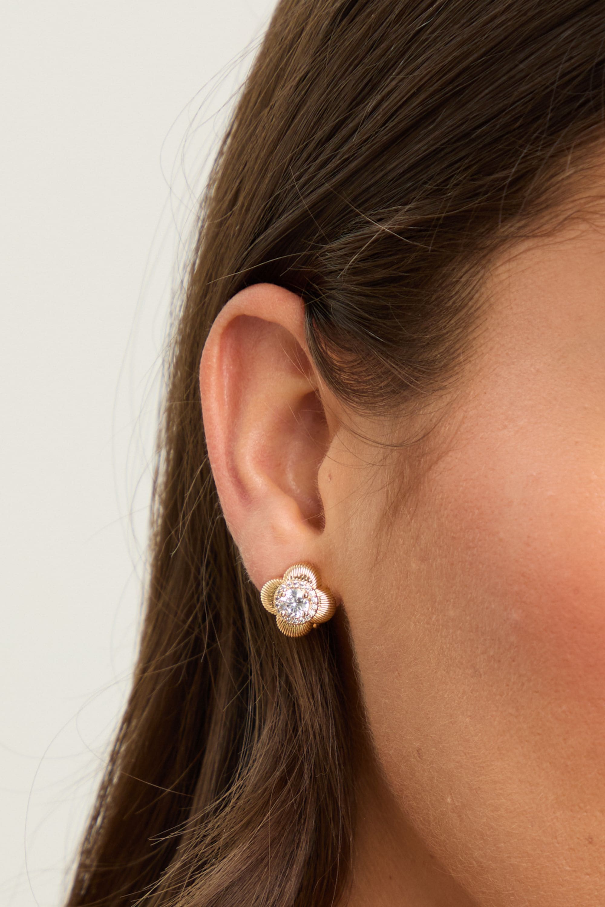 Jon Richard Gold Plated and Crystal Clover Earrings image 2