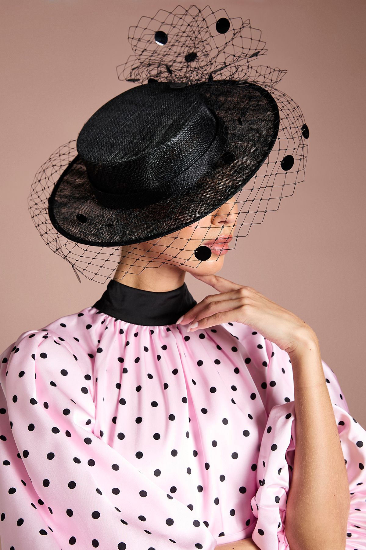 Coast Lisa Tan Veiled Boater Black