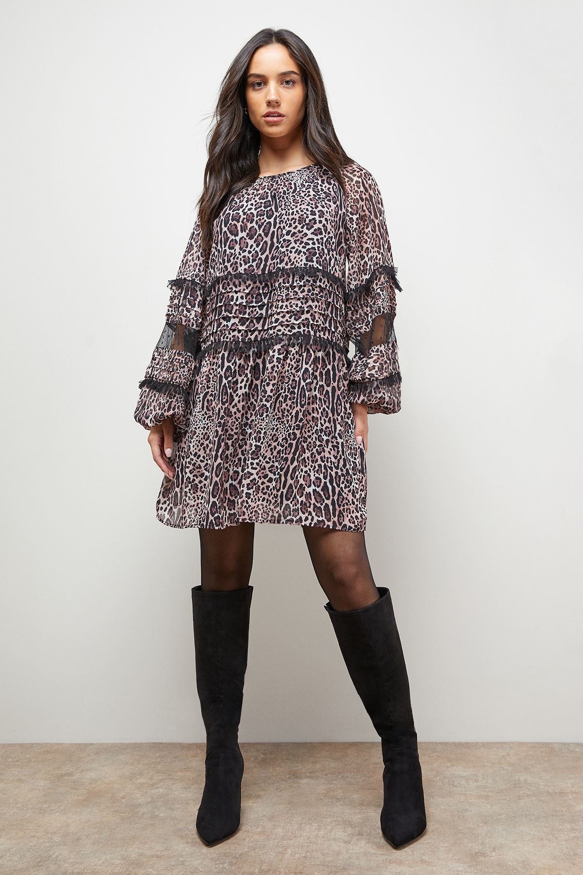 Oasis Smock Long Sleeve Mini Dress Multi image 4