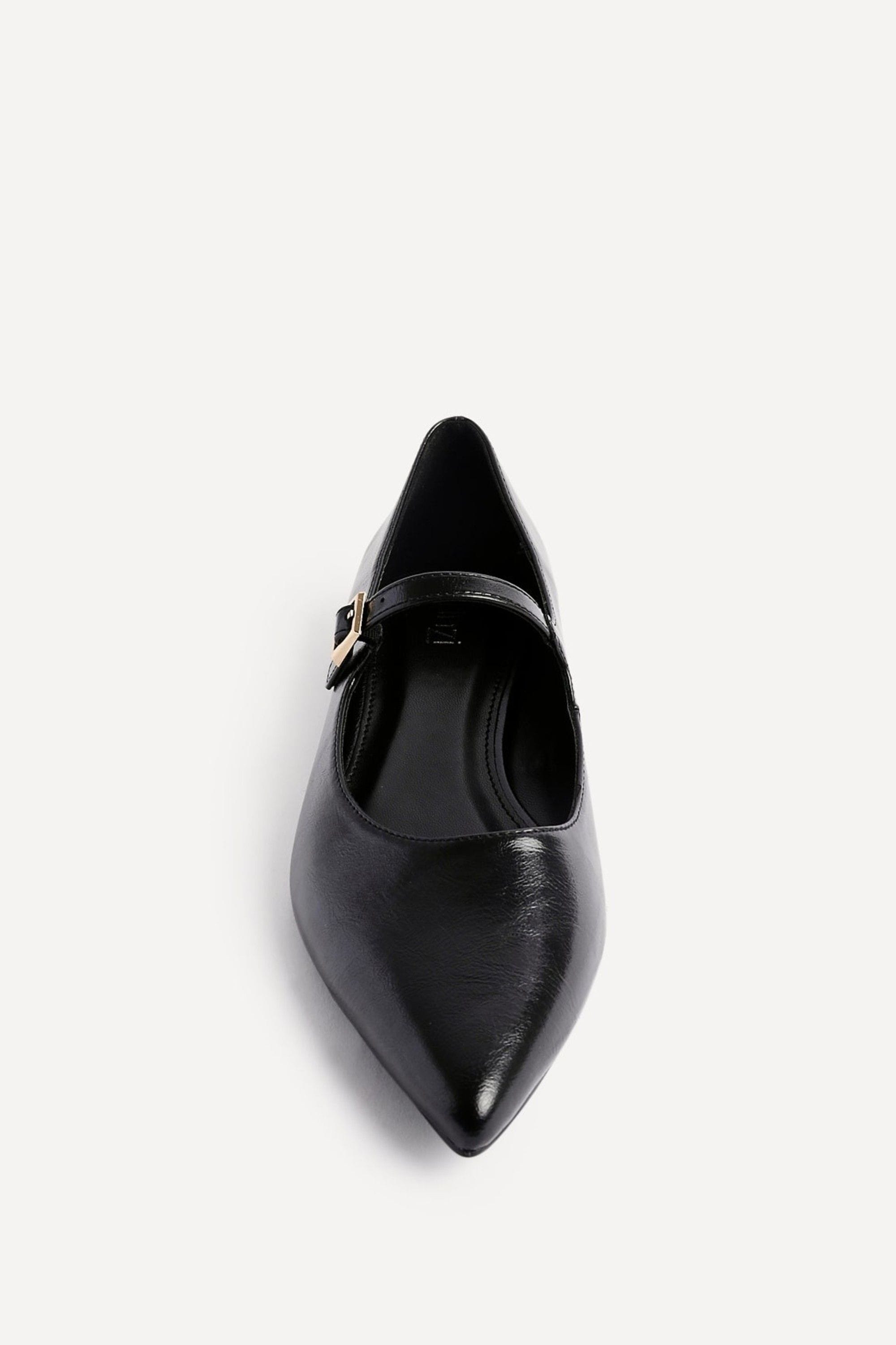 Linzi Seattle Black Faux Leather Pointed Toe Mary Jane Style Pumps image 4