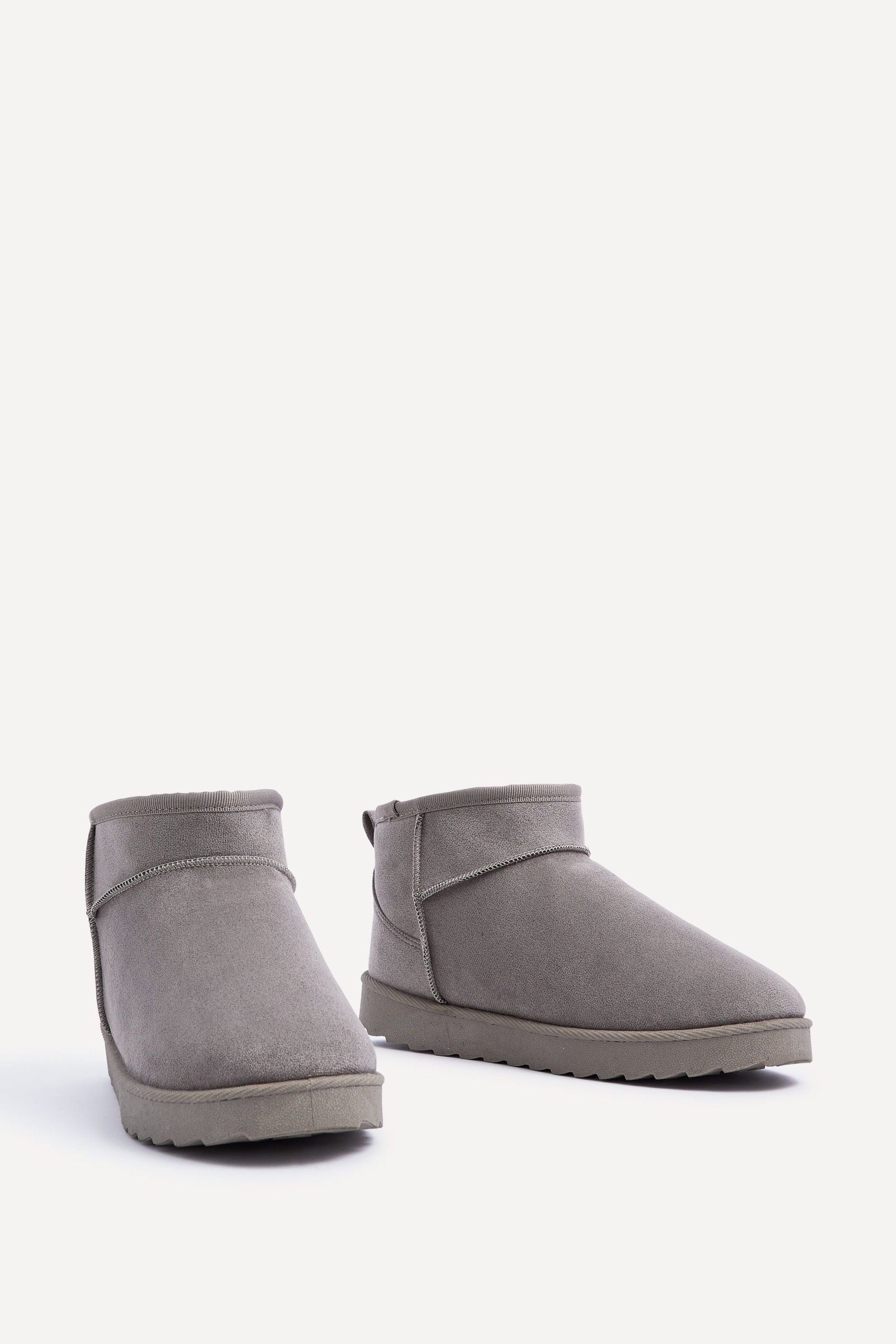 Linzi Ultra Mini Addy Ash Grey Faux Suede Grey Faux Fur Lined Ultra Mini Ankle Boot image 3