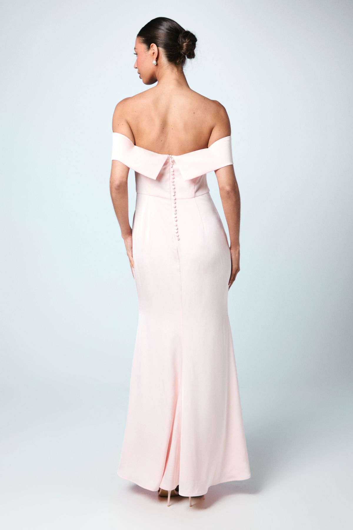 Coast Satin Bardot Maxi Bridesmaid Dress Blush image 3