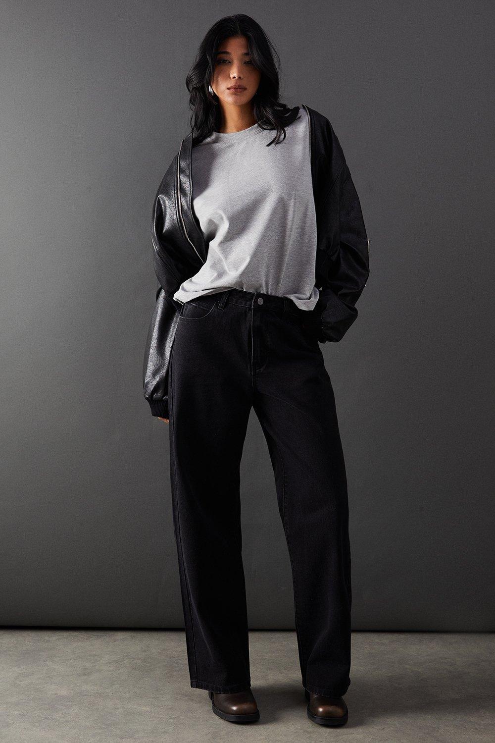 Warehouse Low Rise Denim Dad Jean Washed Black image 4