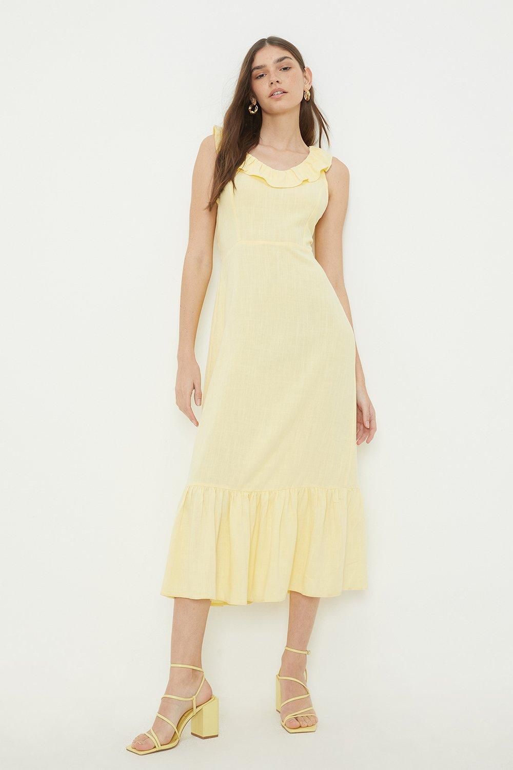 Dorothy Perkins Yellow Ruffle Detail Midi Dress Yellow image 5