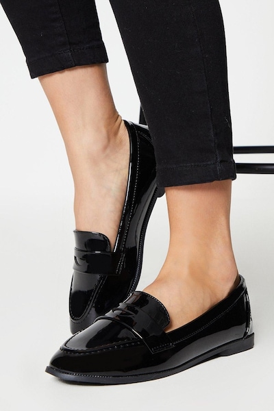 Dorothy Perkins Wide Fit Lana Penny Loafers True Black