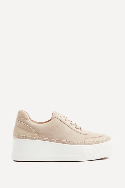 Linzi Harlem Nude Faux Suede and Leather Platform Trainer