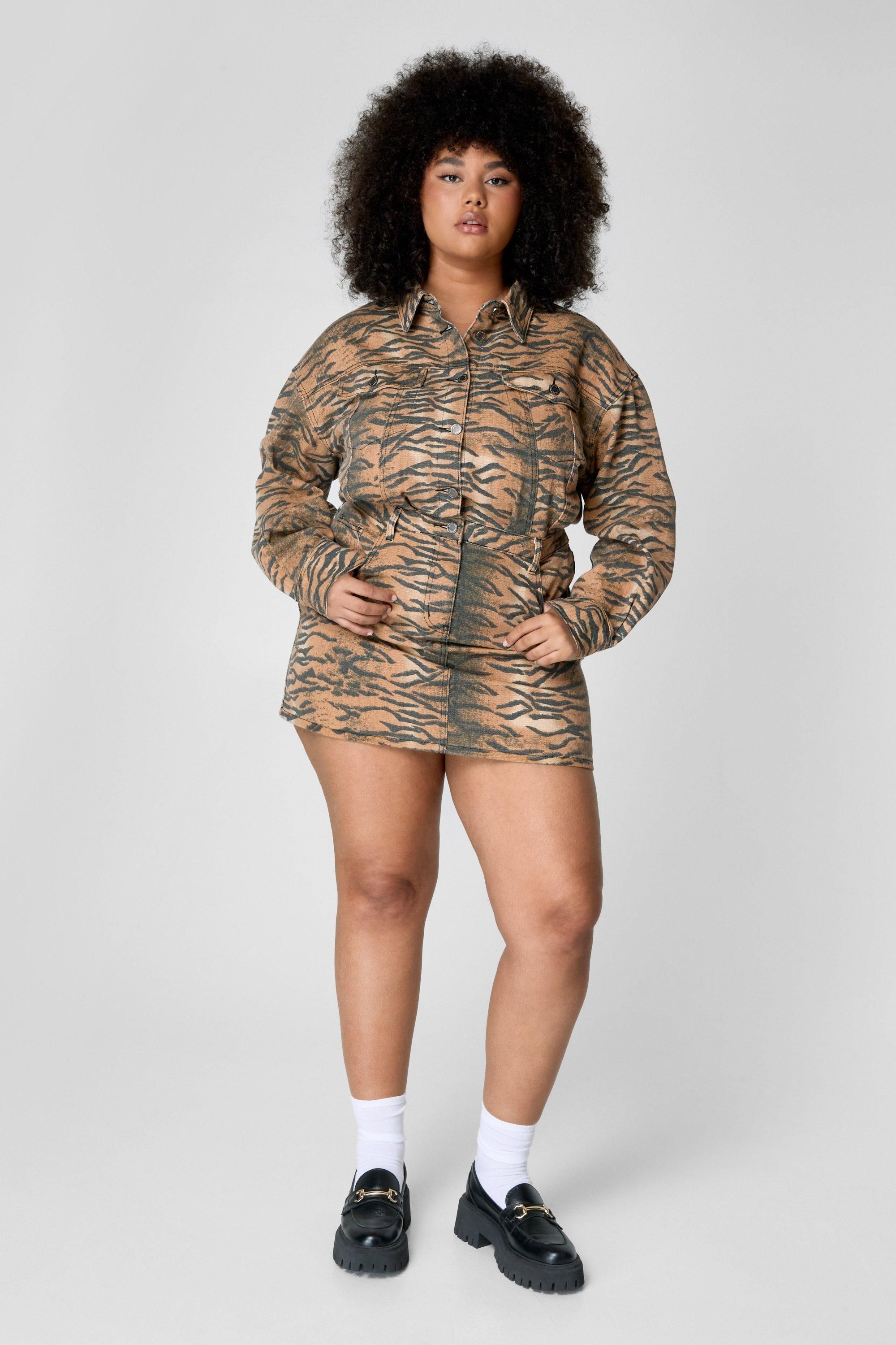 NastyGal Plus Tiger Print Shirt Dress Animal image 2