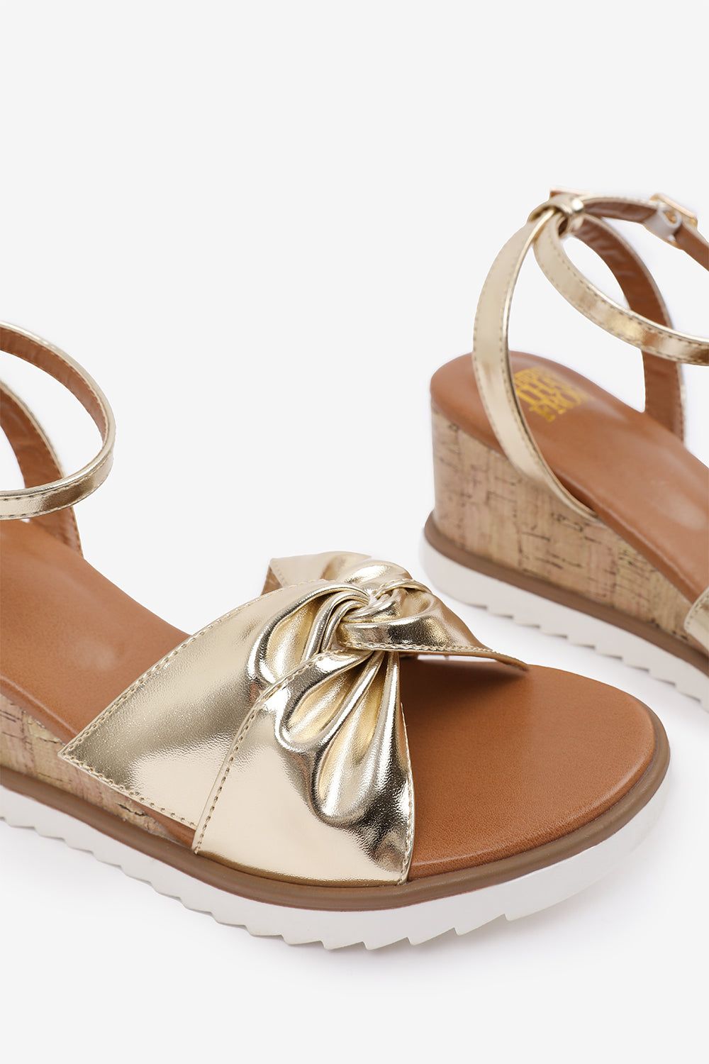 Where's That From 'Qween' Knot Detail Wedge Shoes With Buckle Ankle Strap image 4