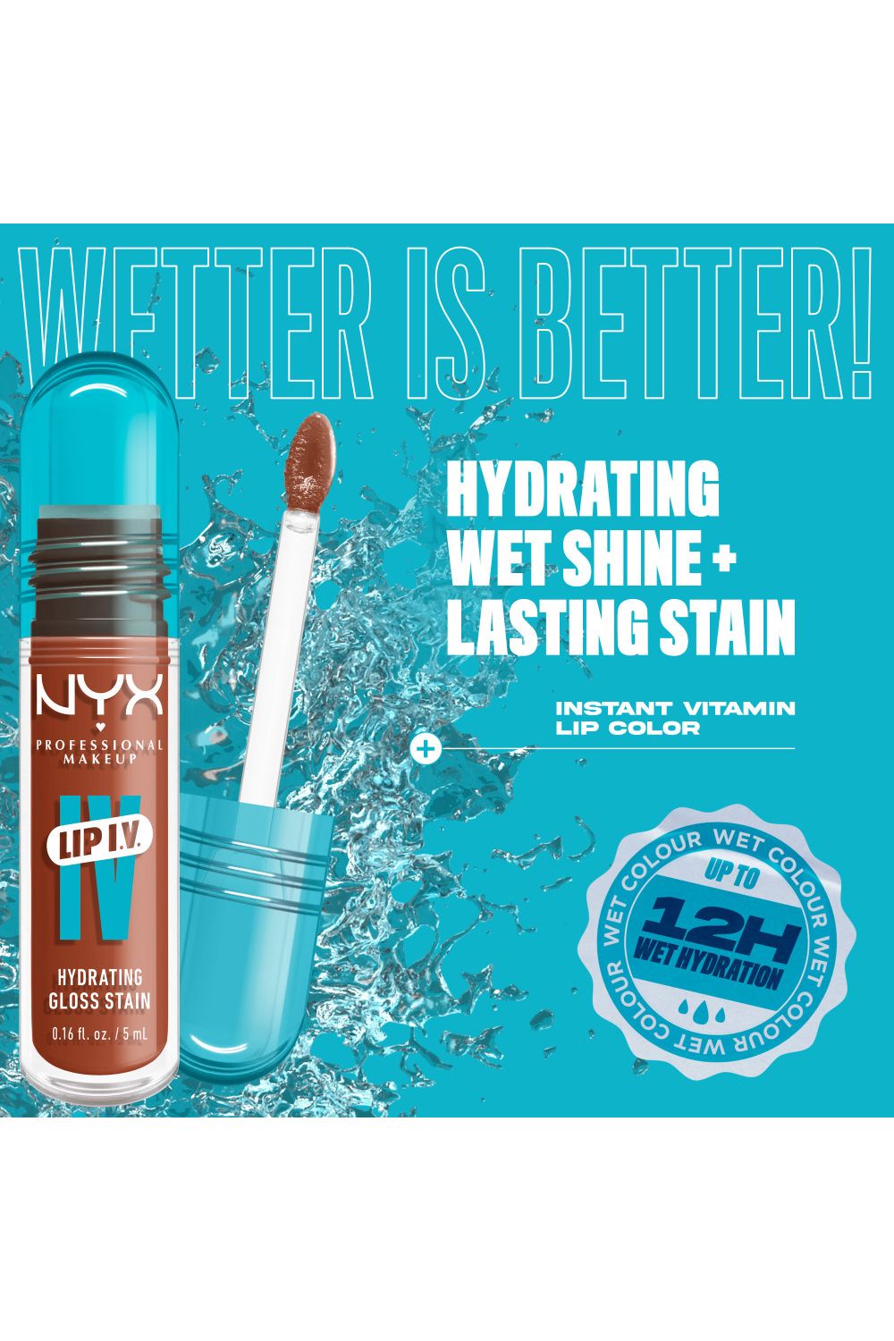 NYX Professional Makeup Lip IV Hydrating Gloss Stain, Lip Gloss 5ml Caramel Drip image 5