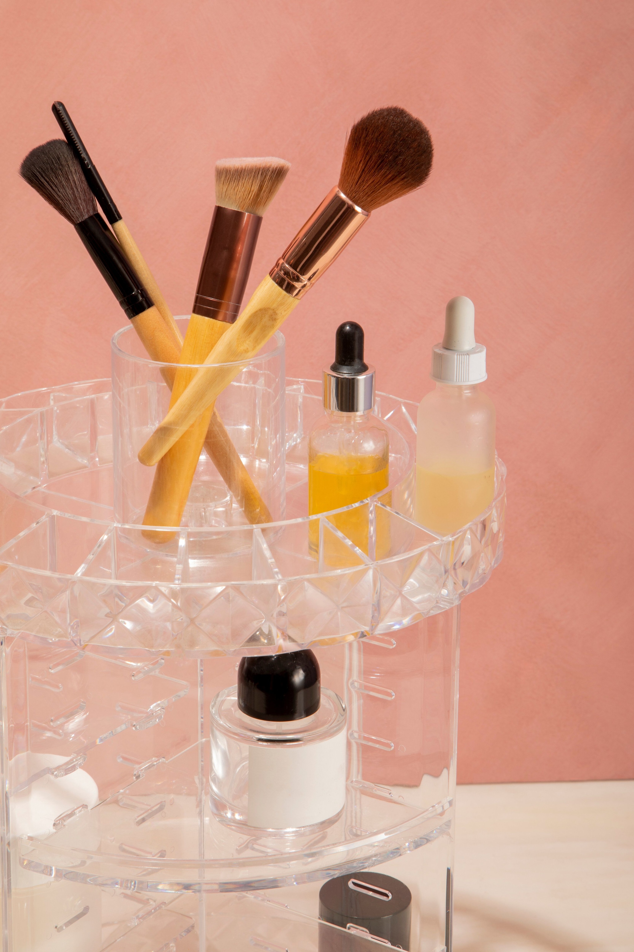 Orsina Sturdy 3 Tiered Round Revolving Black Cosmetics Organiser, Rotating Organiser, Makeup Drawer Organizer image 4