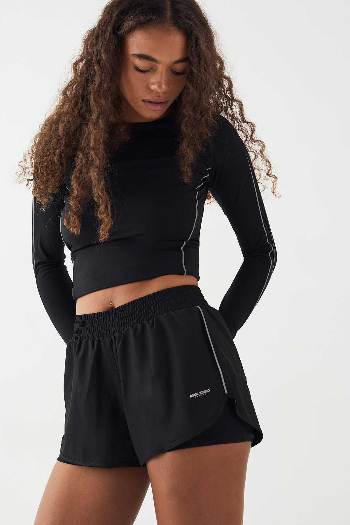 DSGN Studio DSGN Studio Reflective Binding 2 In 1 Running Shorts Black