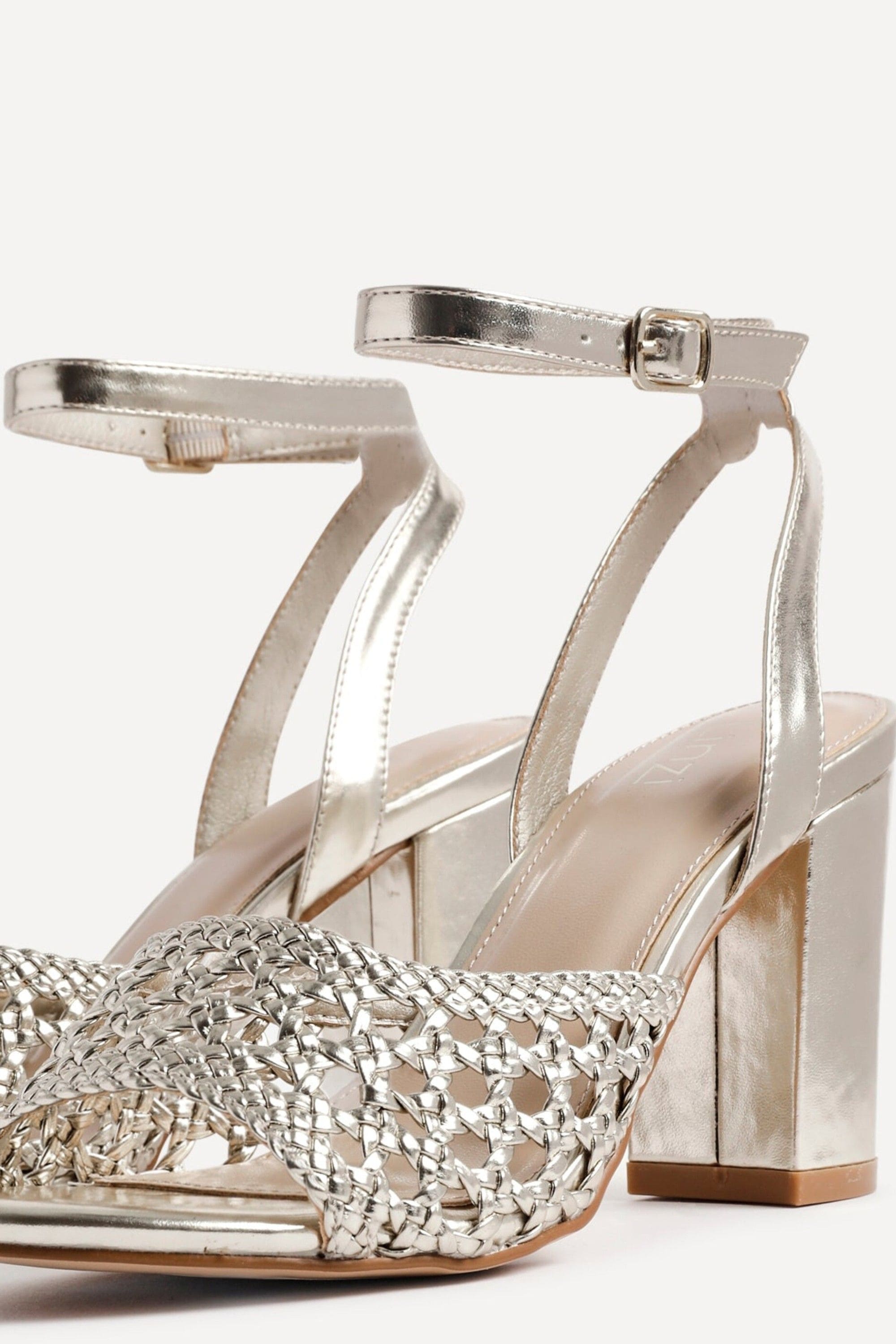 Linzi Bridget Gold Faux Leather Handwoven Block Heeled Sandals image 5