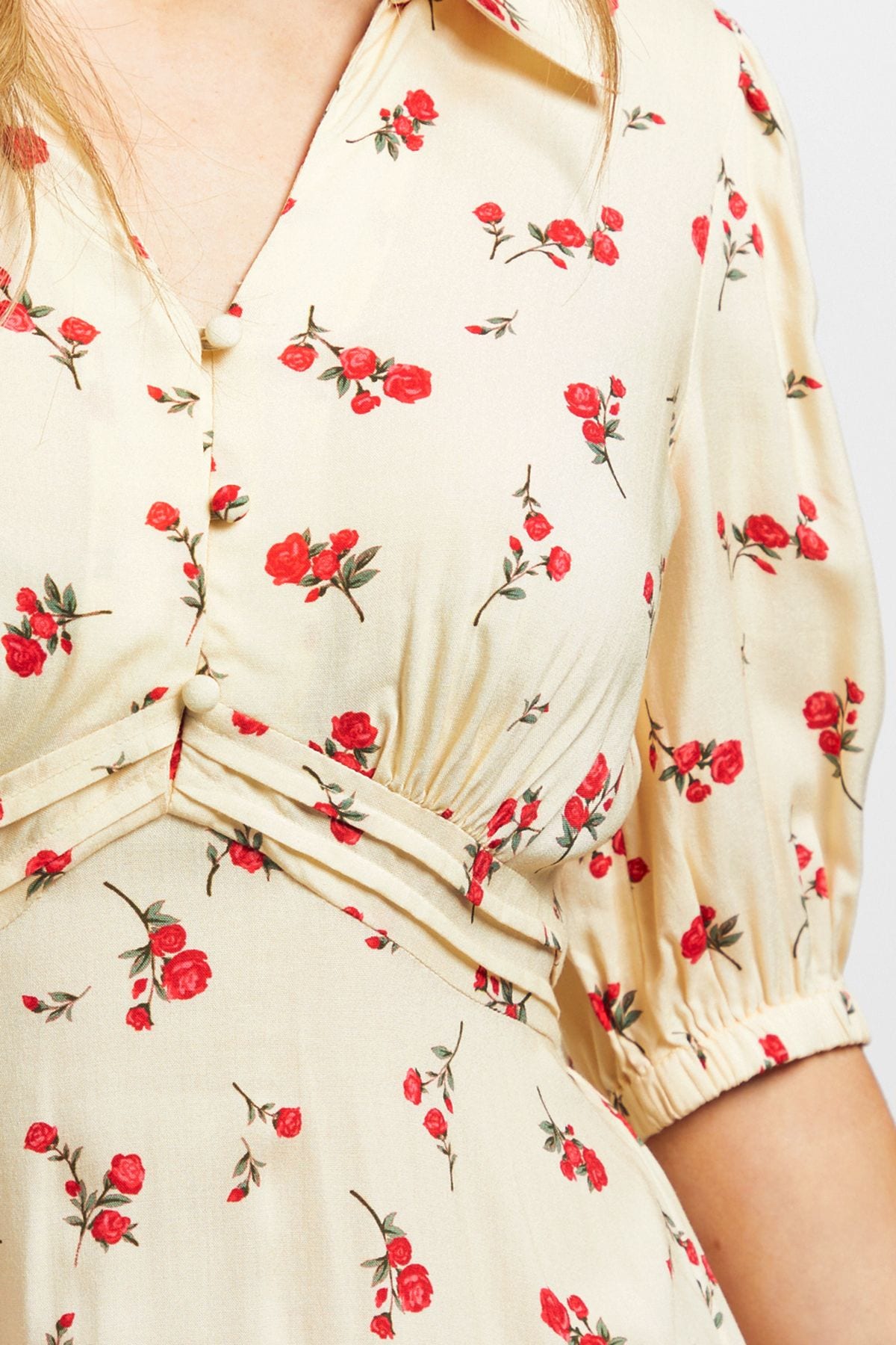 Dorothy Perkins Yellow Ditsy Collared Button Detail Puff Sleeve Midi Dress Yellow image 5