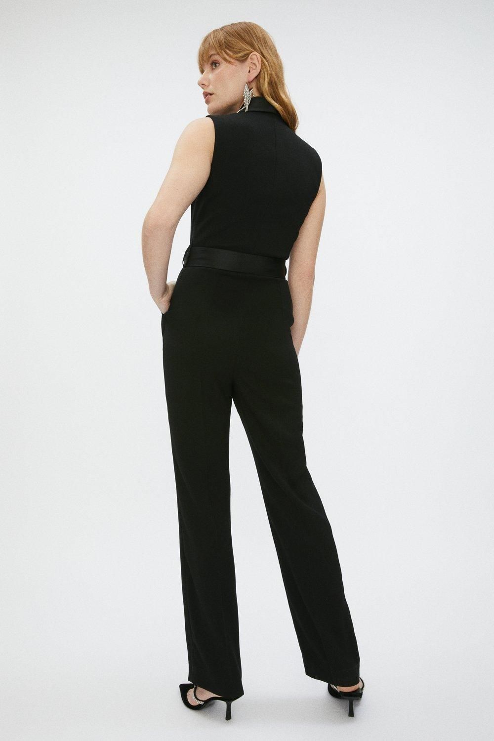 Coast Straight Leg Tie Waist Tux Wrap Jumpsuit Black image 3