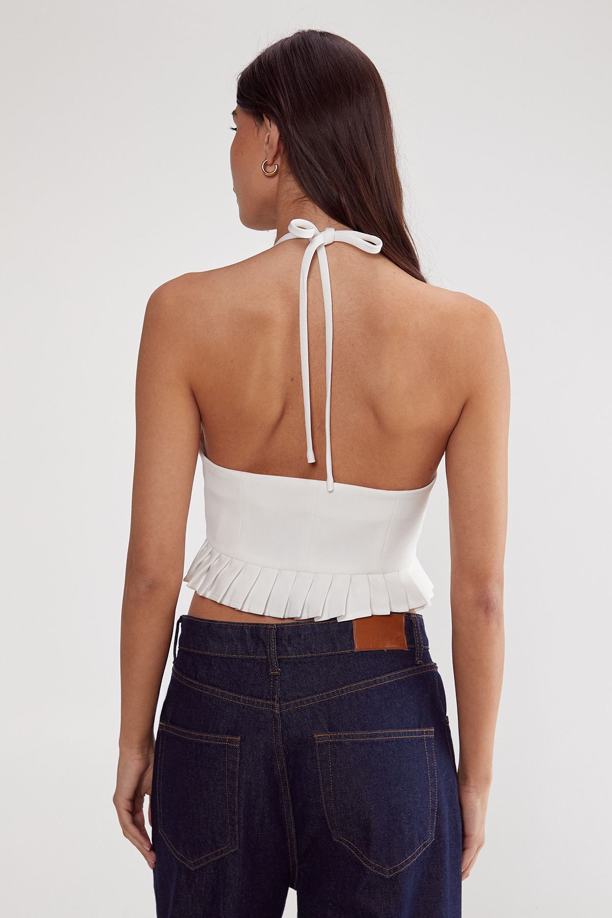NastyGal Pleated Hem Tailored Top Ivory image 4