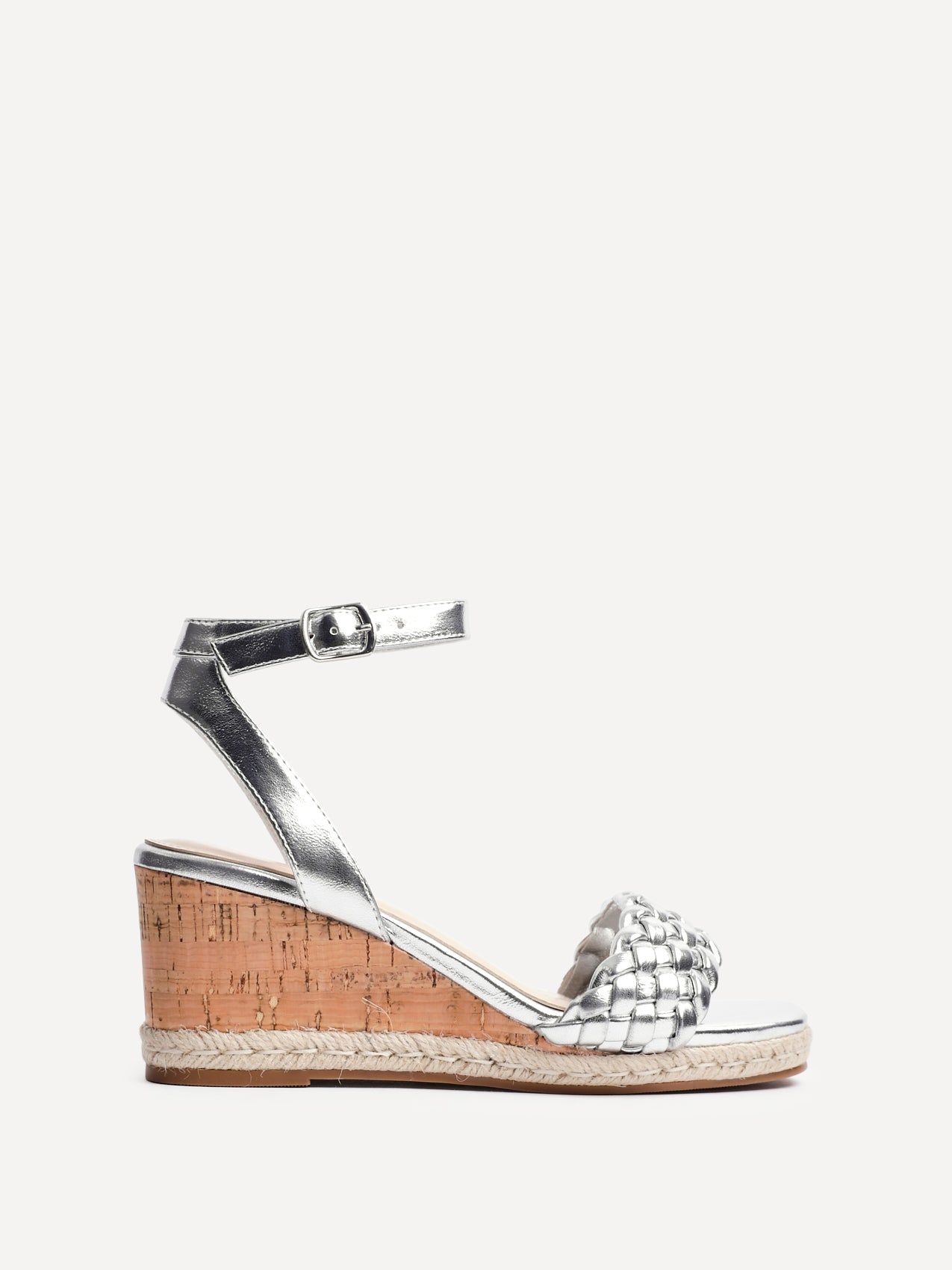 Linzi Regan Silver Faux Leather Plaited Wedge image 1