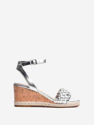 Linzi Regan Silver Faux Leather Plaited Wedge