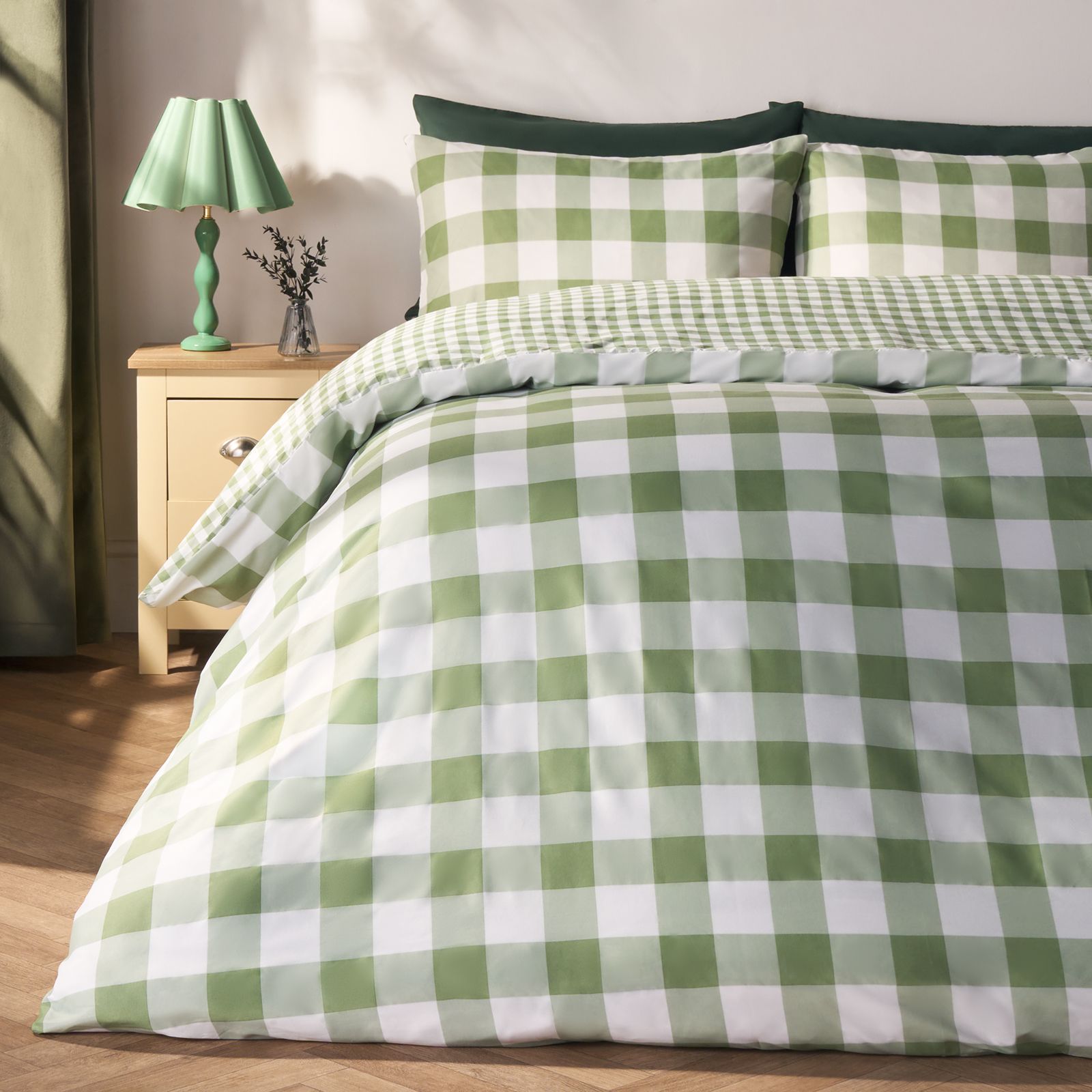 OHS Gingham Reversible Bedding Set Duvet Cover with Pillowcase image 2