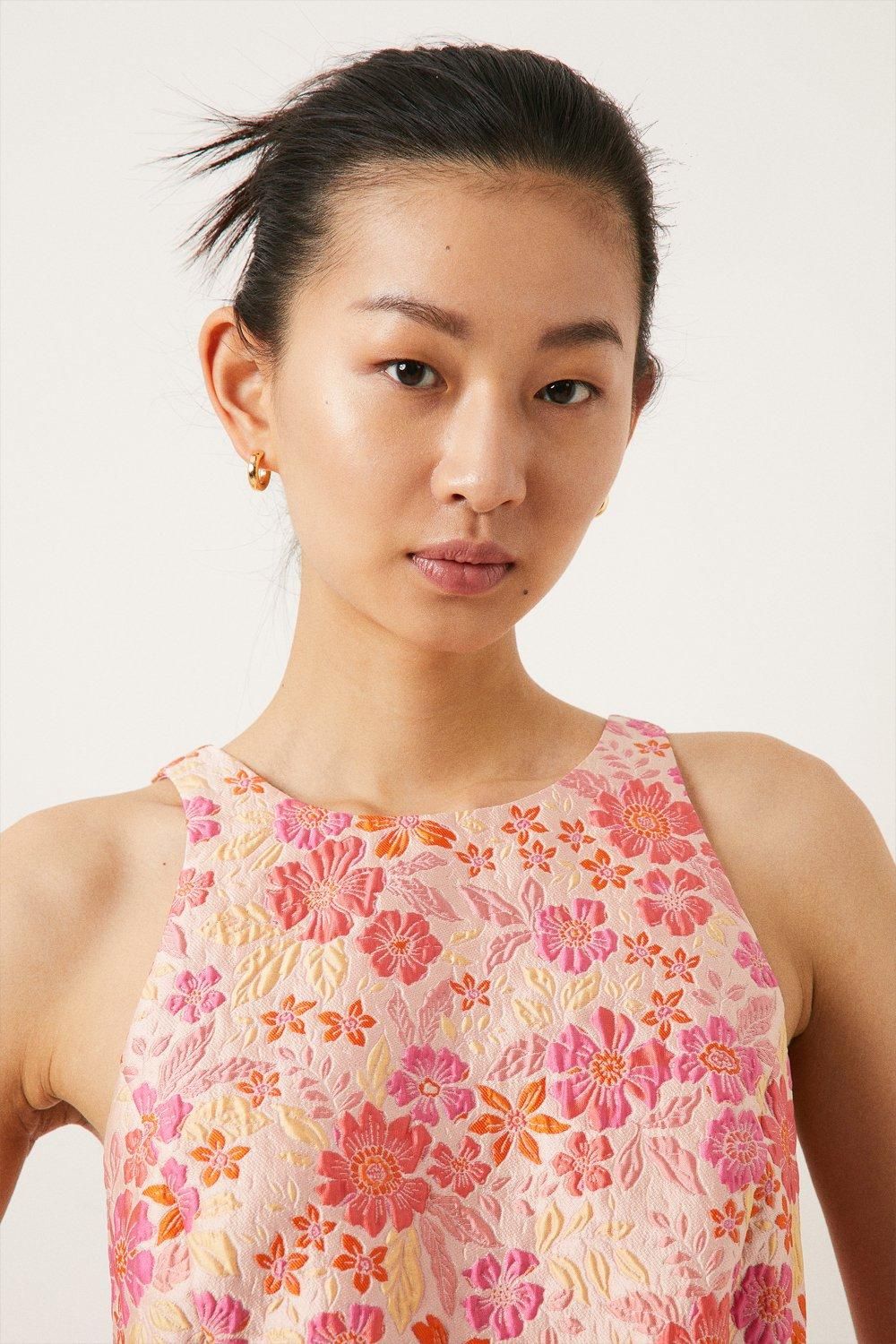 Oasis Floral Jacquard Halter Swing Dress Multi image 2