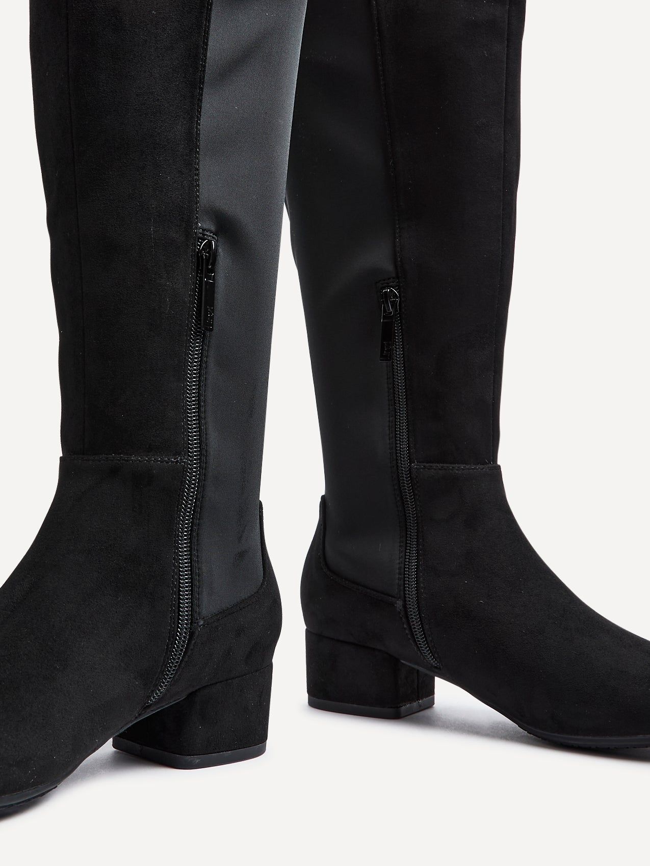 Linzi Sloane Black Faux Suede Long Low Heeled Boot image 5