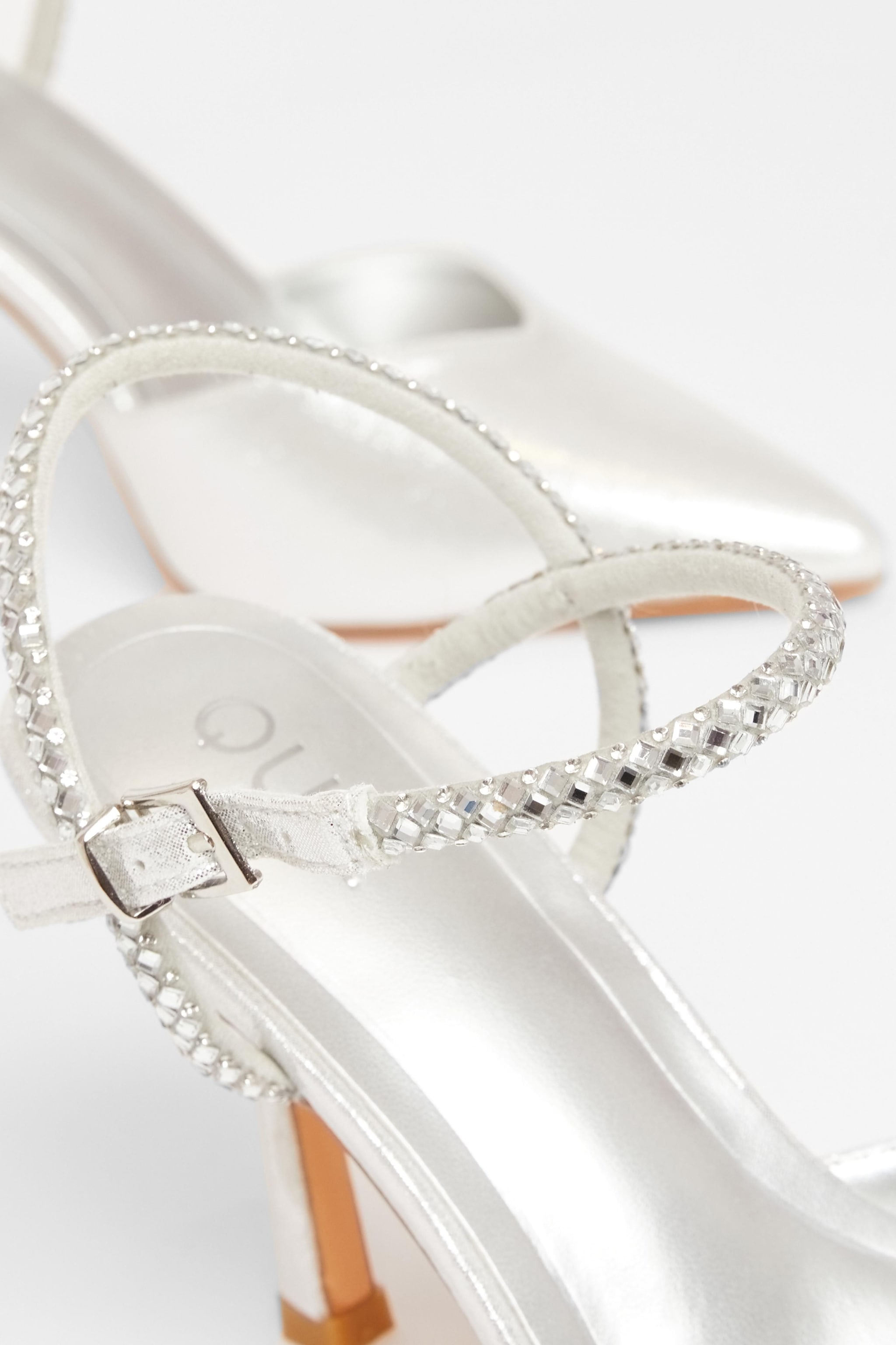 Quiz Silver Diamante Strap Court Heels image 4