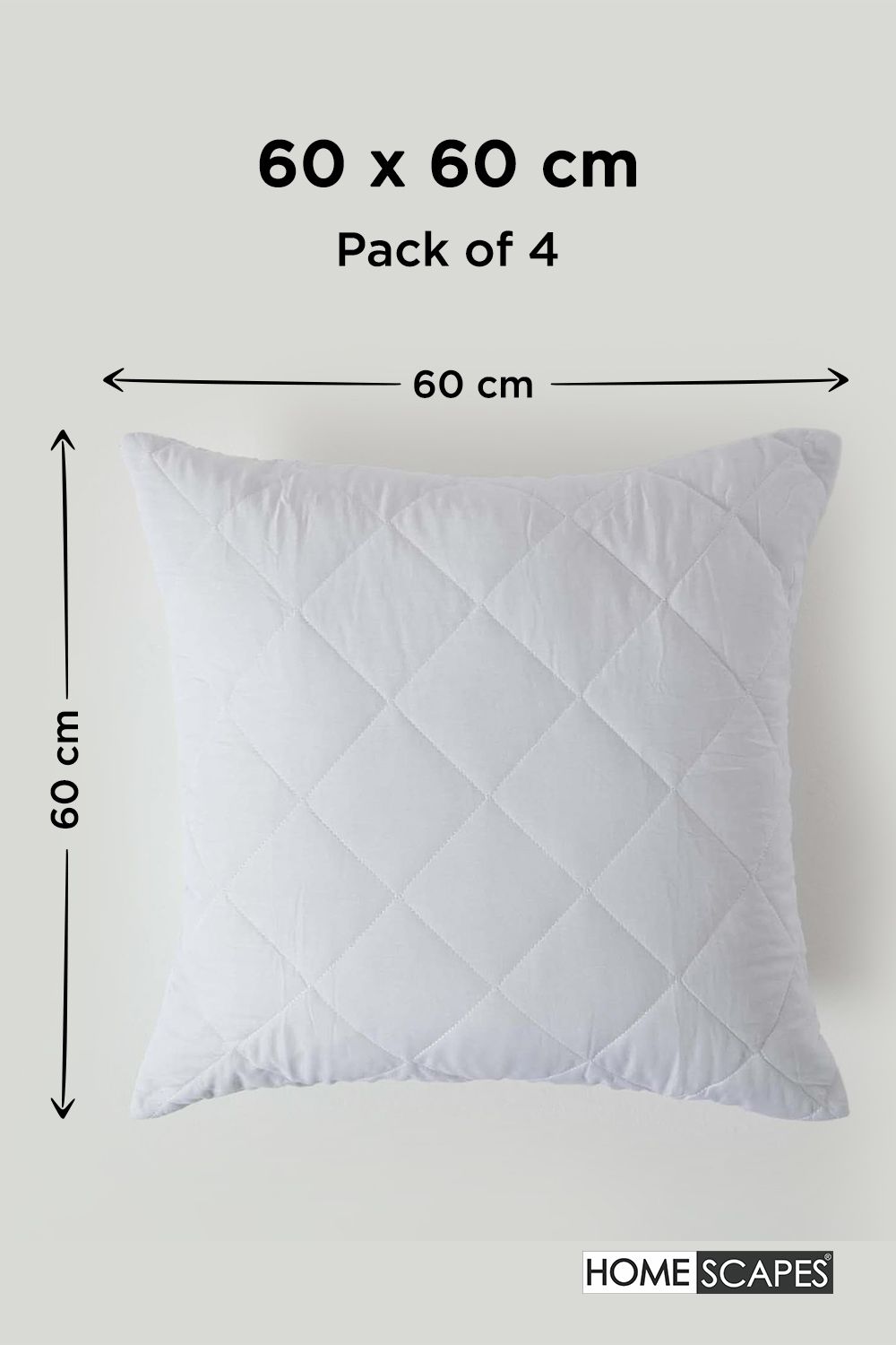 Homescapes Cotton Rich Quilted Pillow Protectors 60 x 60 cm, Pack of 4 image 2