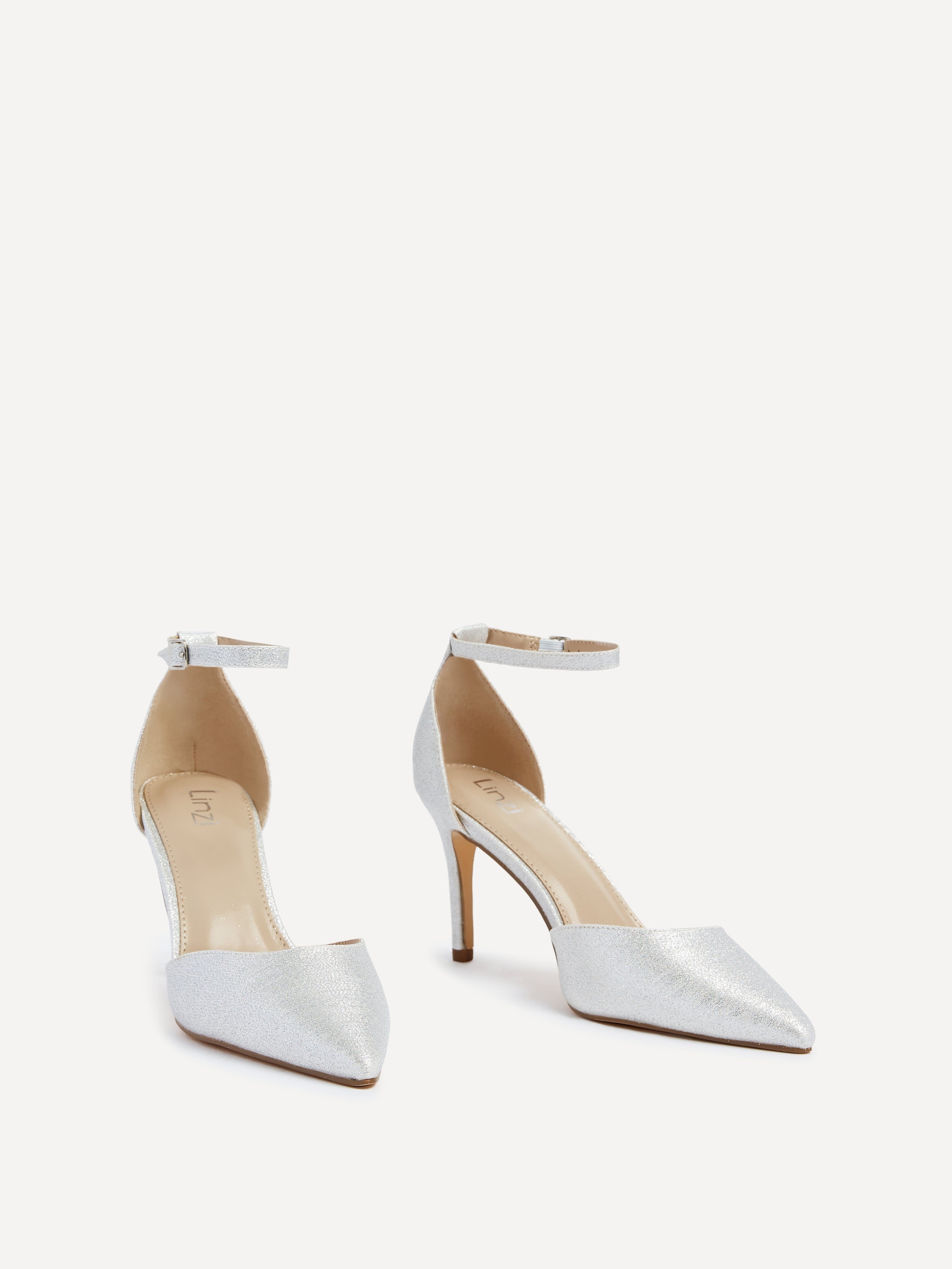 Linzi Maci Silver Glitter Fabric Stiletto Court Heel image 3