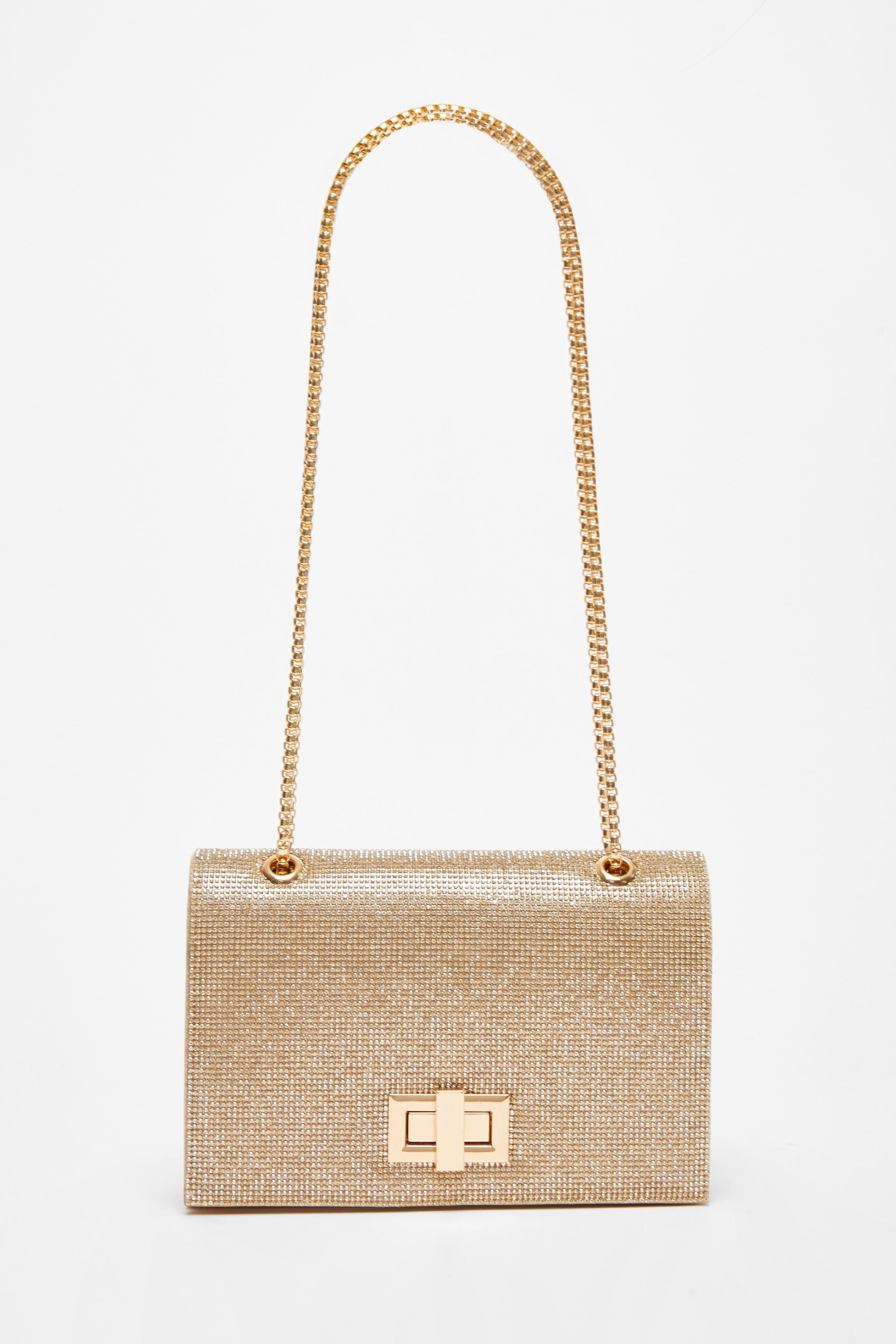 Quiz Gold Diamante Crossbody Bag image 3