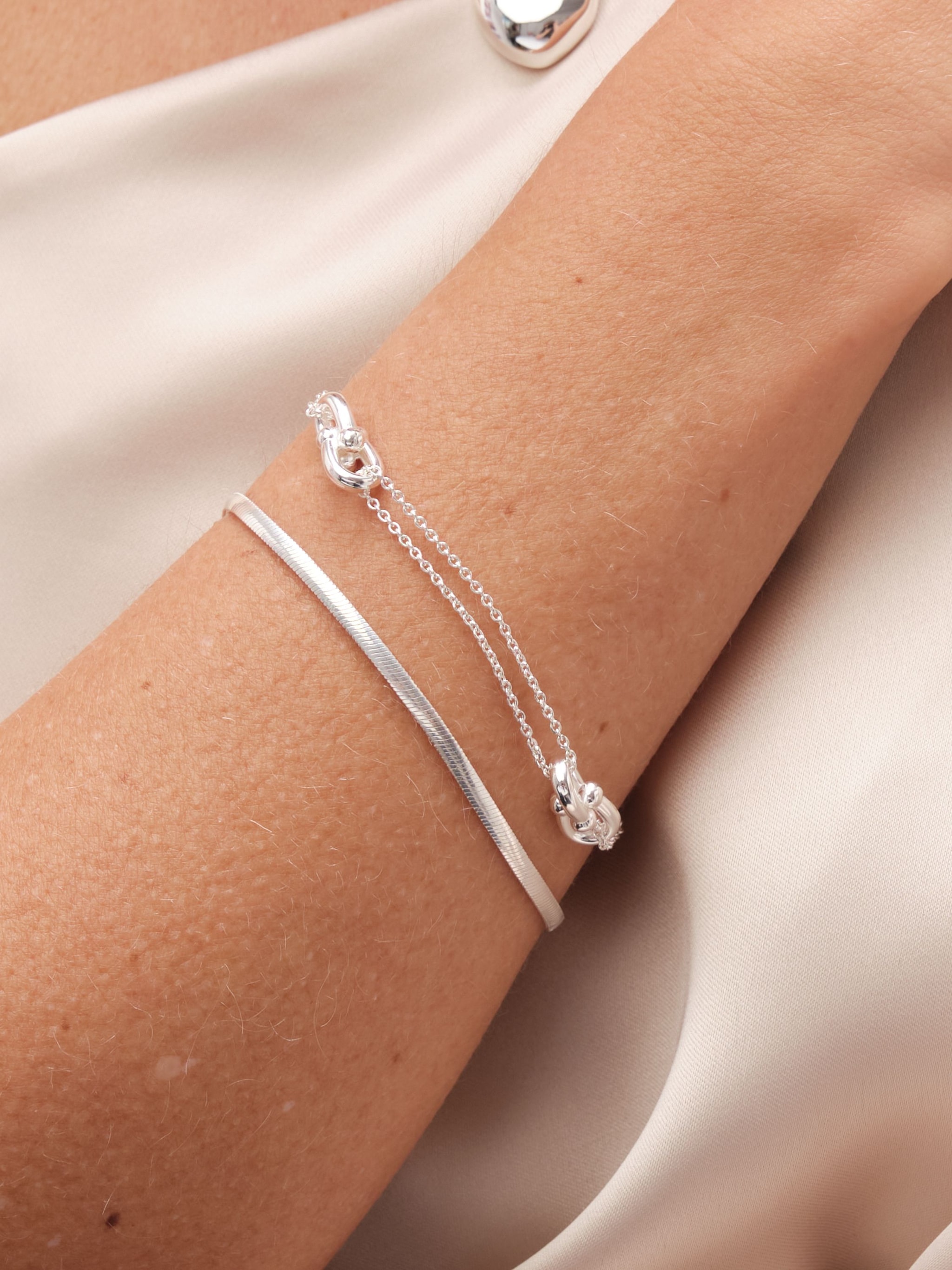 Simply Silver Sterling Silver 925 Fine Flat Snake Chain Bracelet image 2