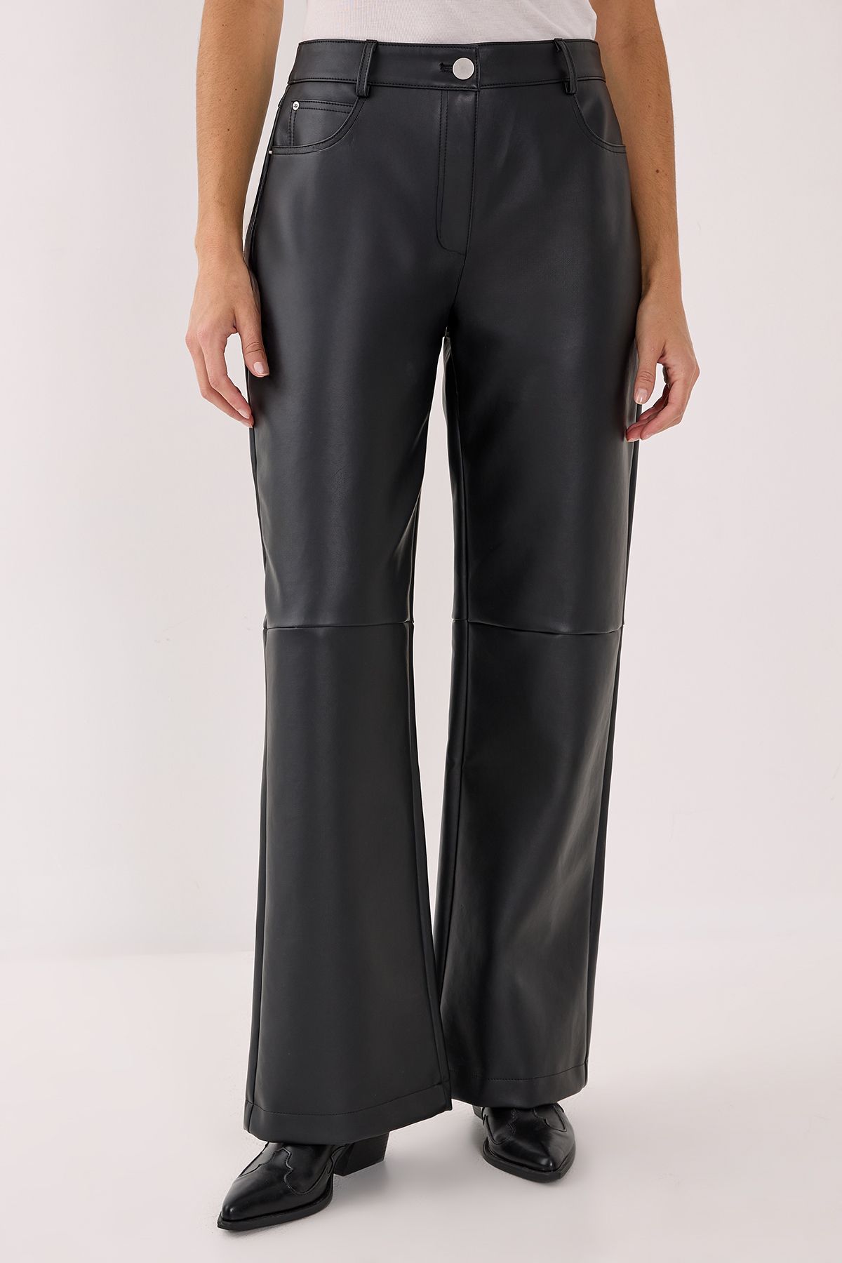 NastyGal Essentials Faux Leather Trouser Black image 2