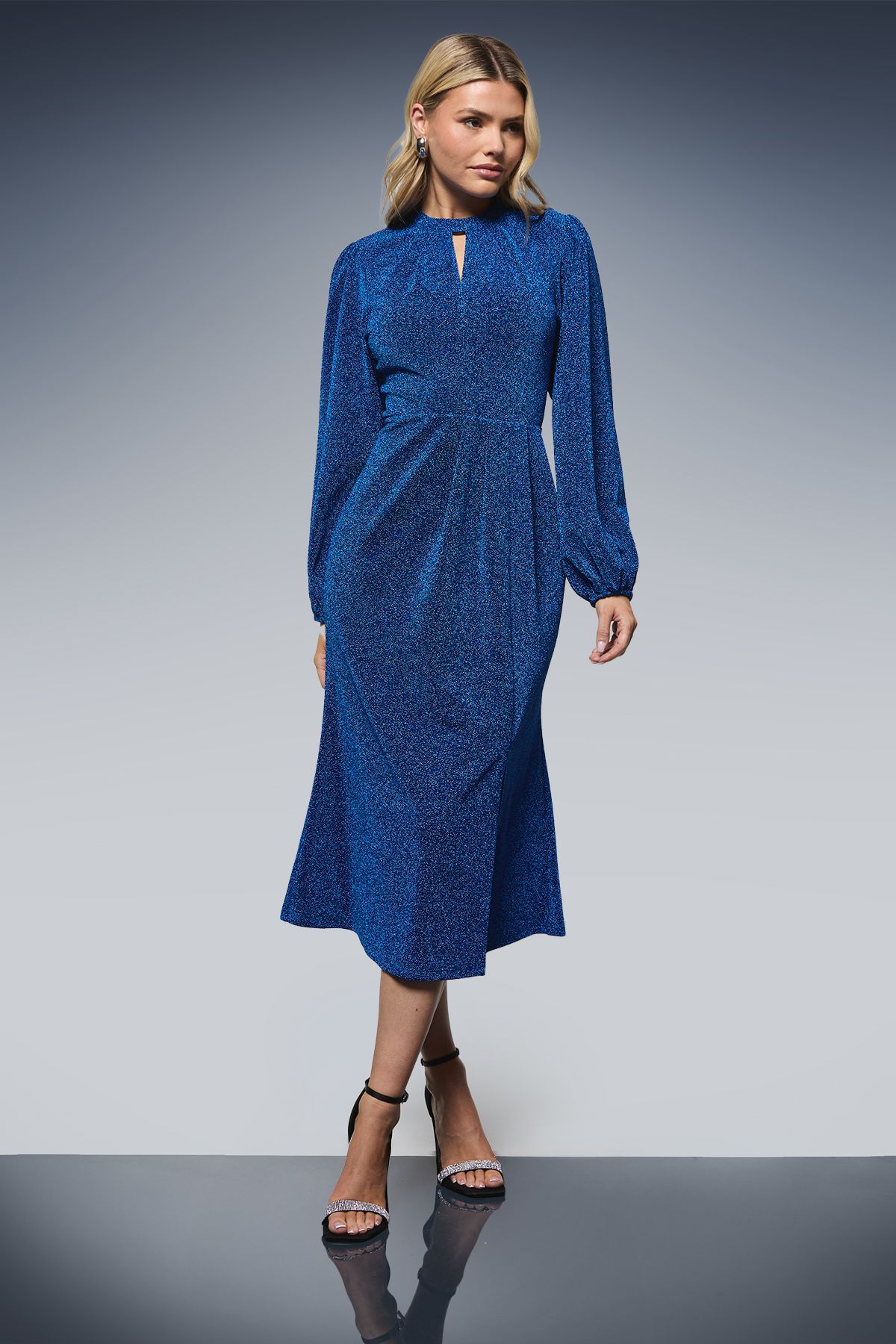 Dorothy Perkins DP Luxe Keyhole Detail Sparkle Jersey Midi Dress Cobalt image 1