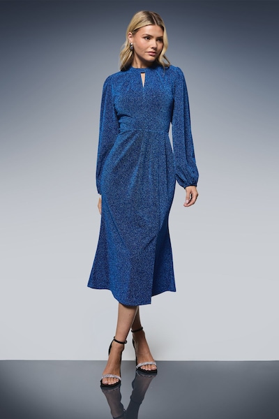 Dorothy Perkins DP Luxe Keyhole Detail Sparkle Jersey Midi Dress Cobalt