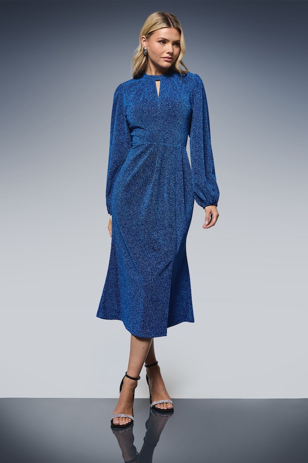 Dorothy Perkins DP Luxe Keyhole Detail Sparkle Jersey Midi Dress Cobalt