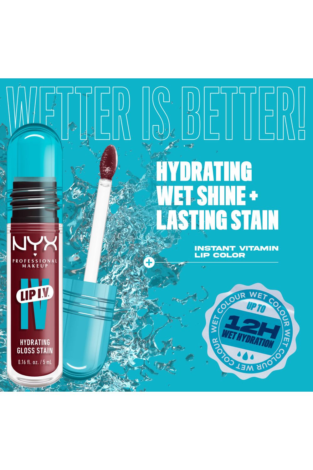 NYX Professional Makeup Lip IV Hydrating Gloss Stain, Lip Gloss 5ml Drippin In Rose image 5