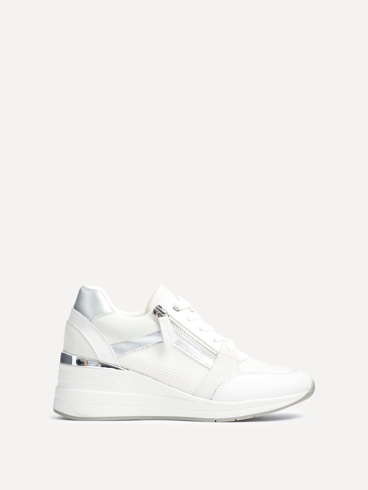 Linzi Everett White & Silver Wedged Trainer image 1