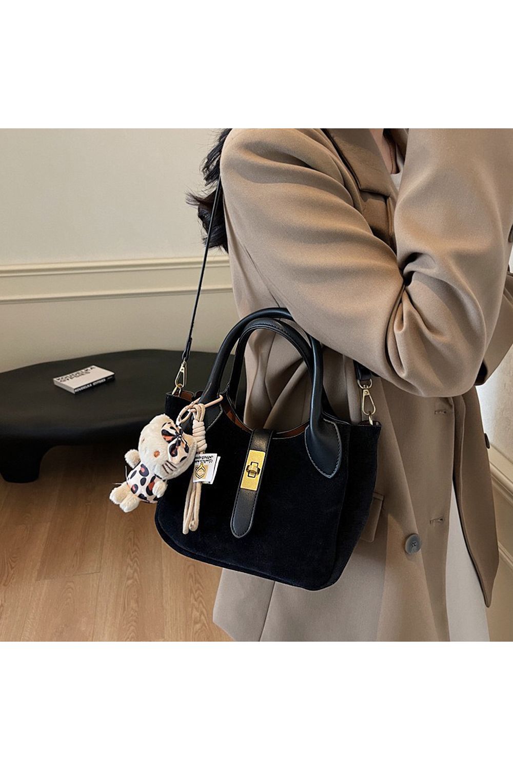 XY London 'Elisie' Mini Tote Crossbody Handbag with Plush Charm image 2