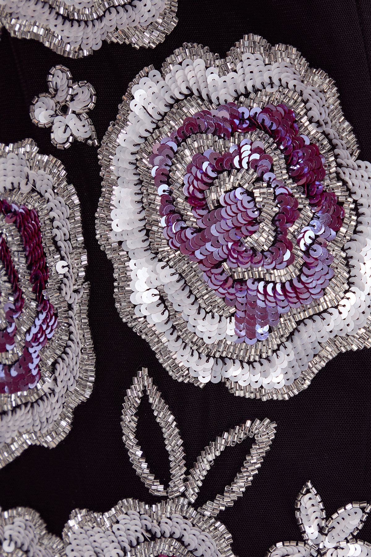 NastyGal Beaded Flower Sequin Mini Dress Black image 5