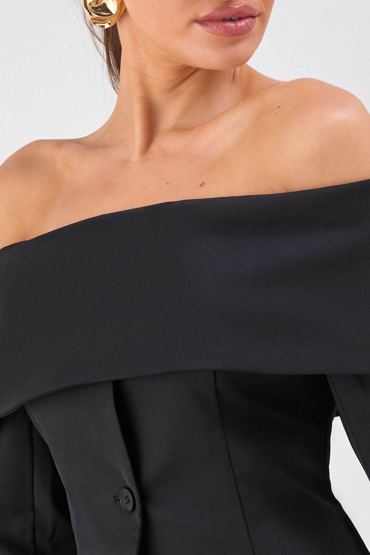 MissPap Tailored Bardot Blazer Mini Dress Black image 5