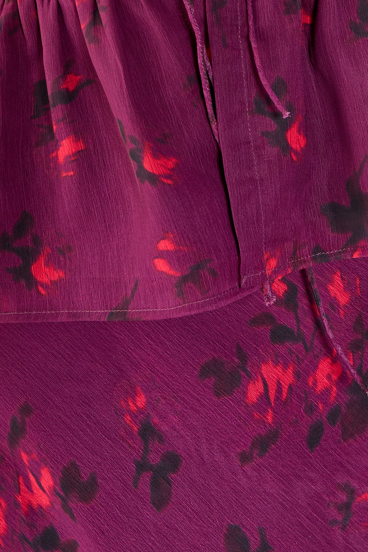 NastyGal Floral Chiffon Bias Maxi Skirt Wine image 5