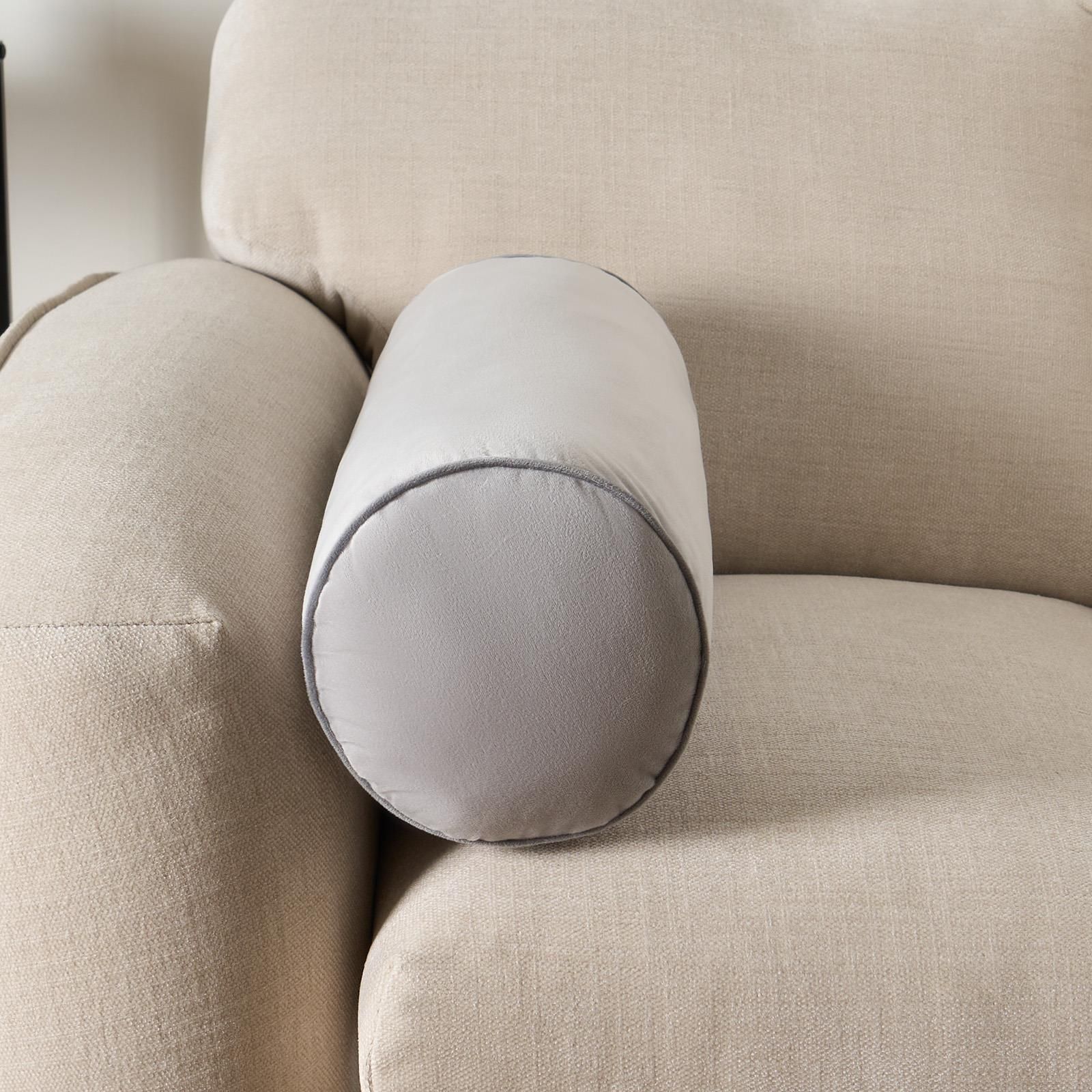 OHS Bolster Cushion Matte Velvet Filled Bedroom Sofa Plump Decorative Scatter Pillow image 2