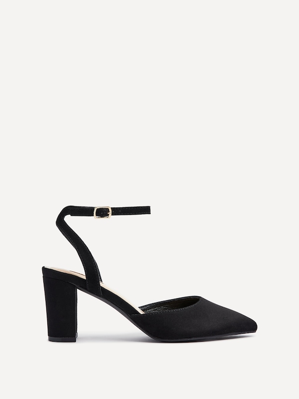 Linzi Carrie Black Faux Suede Mid Height Court Shoe