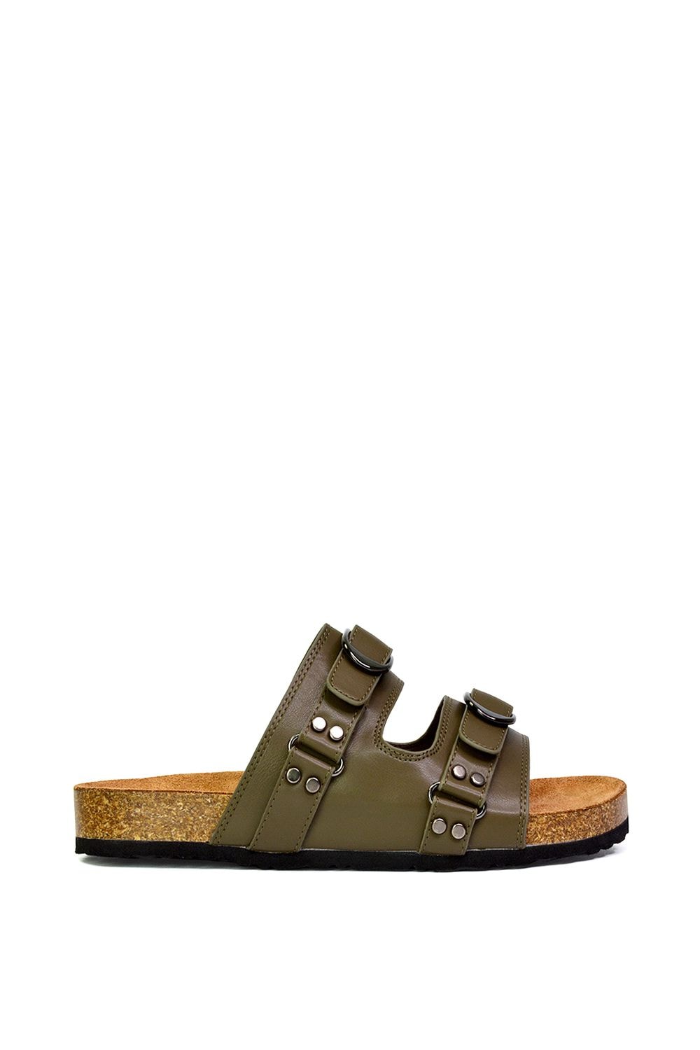XY London 'Evan' Strappy Slip On Buckle Flat Sandal Sliders