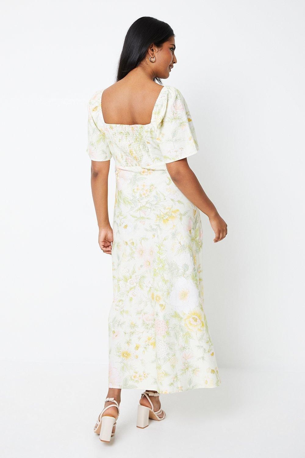 Oasis Floral Flutter Sleeve Midi Dress Multi image 3