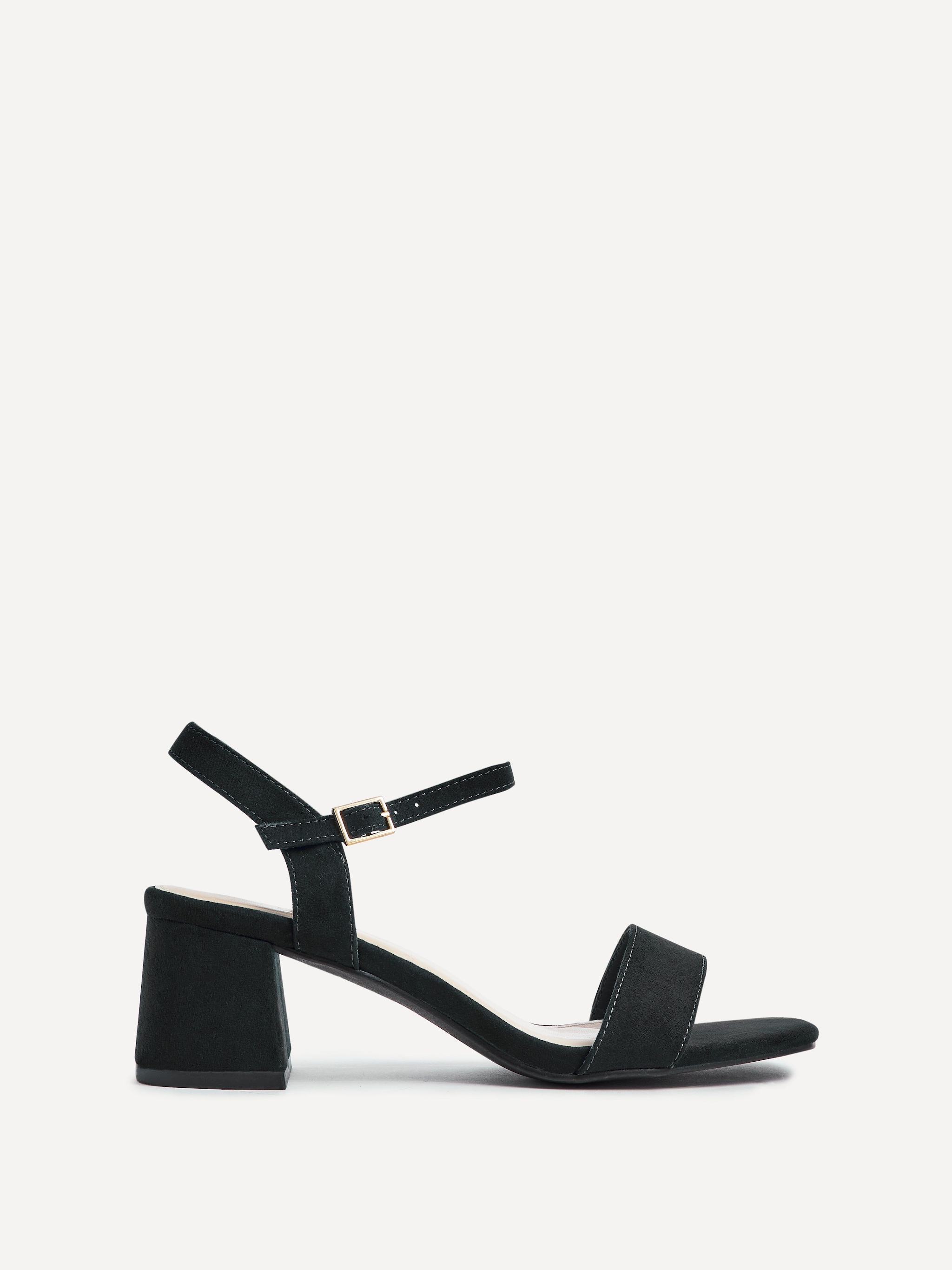 Linzi Darcie Black Faux Suede Low Chunky Block Heeled Sandal image 1