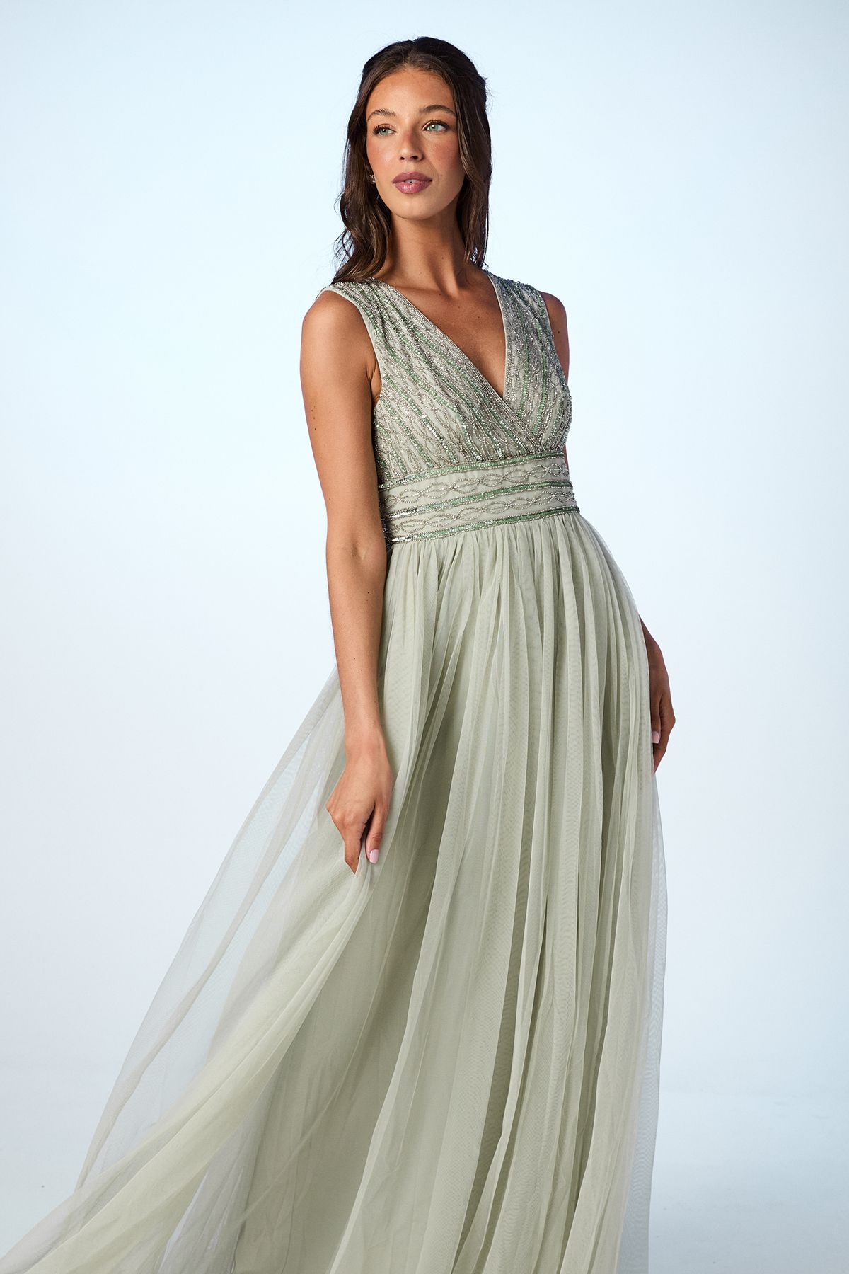 Coast Beaded Sleeveless Maxi Bridesmaid Dress Sage image 2