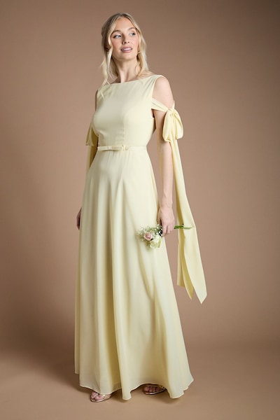 Coast Bow Sleeve Chiffon Bridesmaid Maxi Dress Lemon