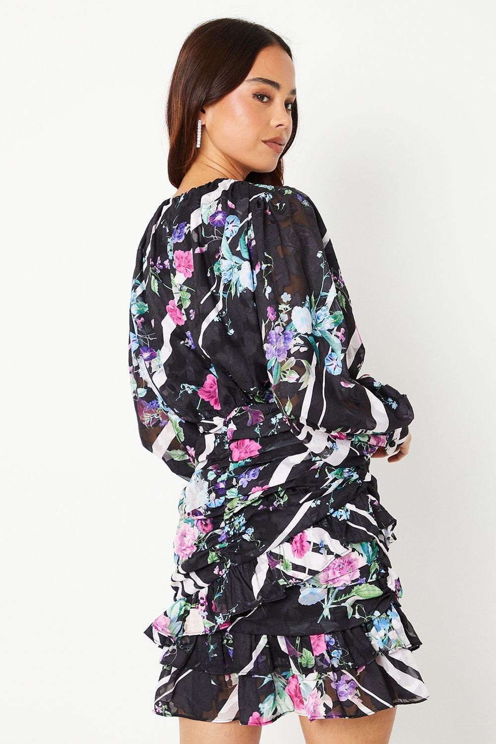 Coast Petite Mini Dress With Blouson Sleeve Black image 3