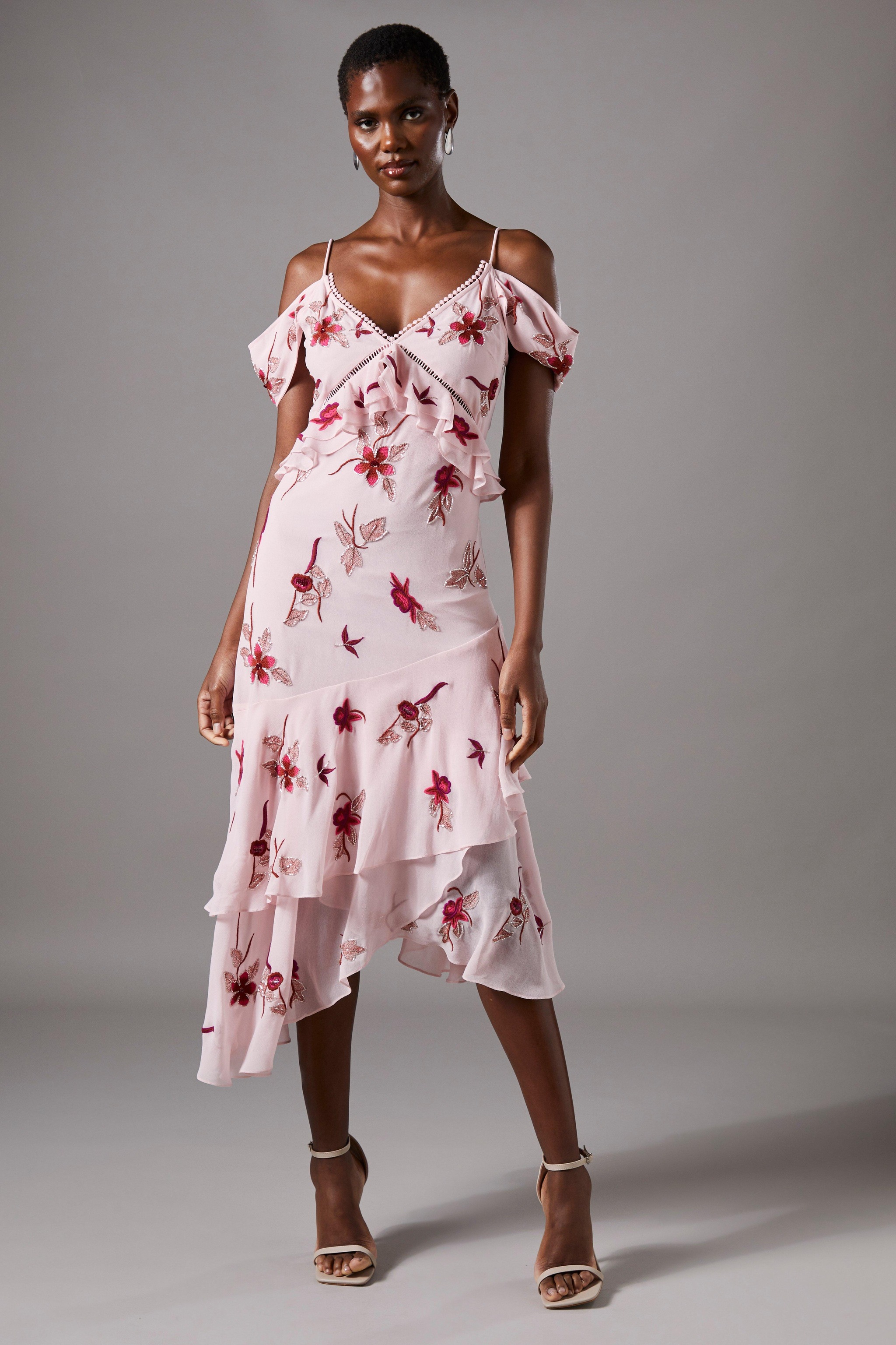 Shoulder Midi Dress Light Pink Cold Shoulder Dress Coast Pale Pink